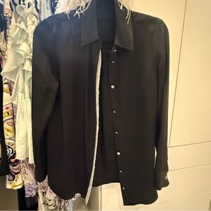 Alexander Wang Black Shirt with metal chain trim sz 0/ sm
